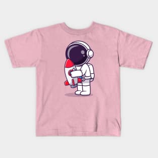 Cute Astronaut Hug Rocket Toy Cartoon Kids T-Shirt